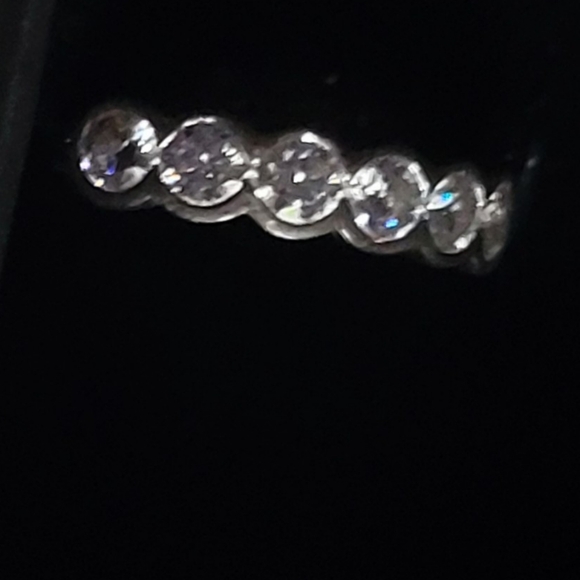 1.50Ct White Round Moissanite Half Bezel Set Wedding Band Ring In 14K White Gold - Picture 6 of 6